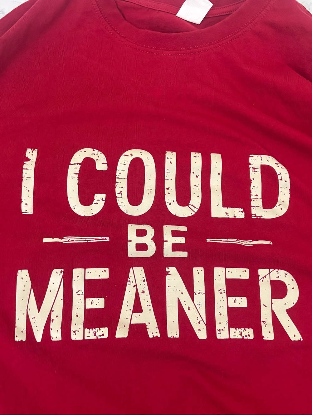Retro I Could Be Meaner Funny T-Shirt Short Sleeve Adult S Red Novelty Tee S - Picture 8 of 8